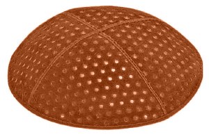 Rust Blind Embossed Pin Dots Kippah without Trim