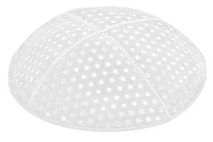 White Blind Embossed Pin Dots Kippah without Trim