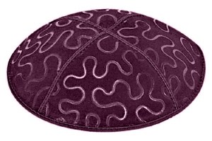 Eggplant Blind Embossed Puzzle Kippah without Trim