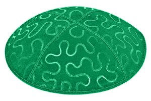 Emerald Blind Embossed Puzzle Kippah without Trim
