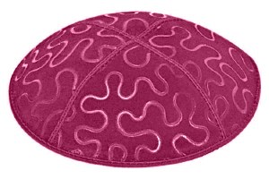 Fuchsia Blind Embossed Puzzle Kippah without Trim