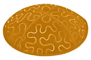 Gold Blind Embossed Puzzle Kippah without Trim