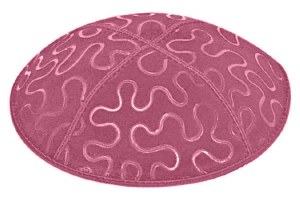 Hot Pink Blind Embossed Puzzle Kippah without Trim