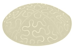 Ivory Blind Embossed Puzzle Kippah without Trim
