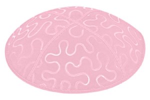 Light Pink Blind Embossed Puzzle Kippah without Trim