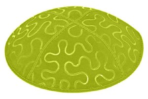 Lime Blind Embossed Puzzle Kippah without Trim