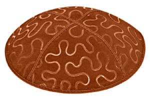 Rust Blind Embossed Puzzle Kippah without Trim