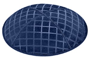 Dark Royal Blind Embossed Quilted Kippah without Trim
