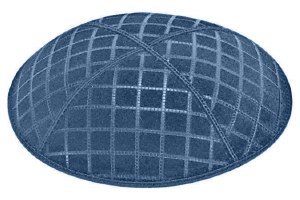 Denim Blind Embossed Quilted Kippah without Trim