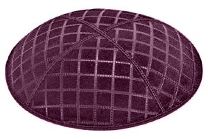 Eggplant Blind Embossed Quilted Kippah without Trim