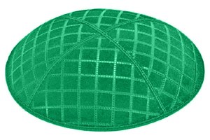Emerald Blind Embossed Quilted Kippah without Trim