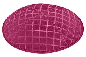 Fuchsia Blind Embossed Quilted Kippah without Trim