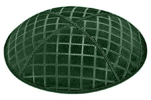 Green Blind Embossed Quilted Kippah without Trim