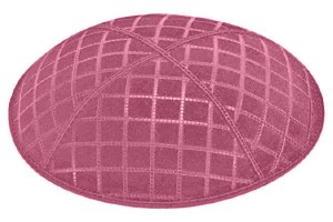 Hot Pink Blind Embossed Quilted Kippah without Trim