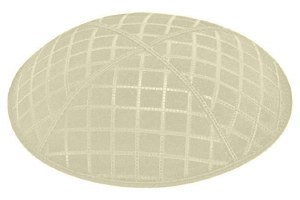 Ivory Blind Embossed Quilted Kippah without Trim