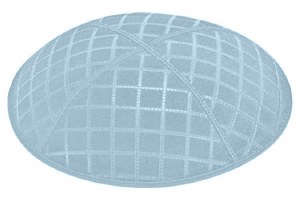 Light Blue Blind Embossed Quilted Kippah without Trim