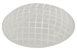 Light Grey Blind Embossed Quilted Kippah without Trim