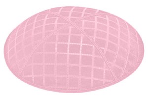 Light Pink Blind Embossed Quilted Kippah without Trim