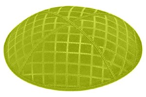 Lime Blind Embossed Quilted Kippah without Trim