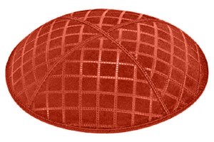 Orange Blind Embossed Quilted Kippah without Trim