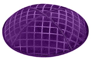 Purple Blind Embossed Quilted Kippah without Trim