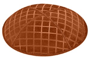 Rust Blind Embossed Quilted Kippah without Trim