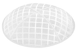 White Blind Embossed Quilted Kippah without Trim