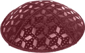 Burgundy Blind Embossed Rocky Road Kippah without trim