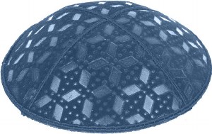 Denim Blind Embossed Rocky Road Kippah without trim