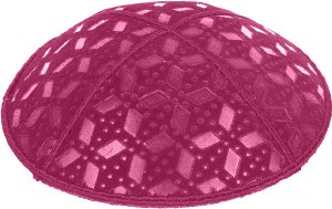 Fuchsia Blind Embossed Rocky Road Kippah without trim