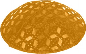 Gold Blind Embossed Rocky Road Kippah without trim