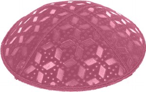 Hot Pink Blind Embossed Rocky Road Kippah without trim
