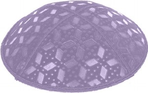 Lavender Blind Embossed Rocky Road Kippah with trim