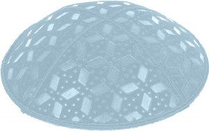 Light Blue Blind Embossed Rocky Road Kippah without trim
