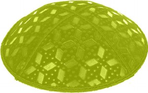 Lime Blind Embossed Rocky Road Kippah without trim