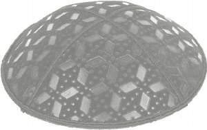 Medium Grey Blind Embossed Rocky Road Kippah without trim