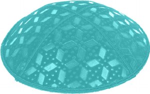 Turquoise Blind Embossed Rocky Road Kippah without trim