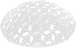 White Blind Embossed Rocky Road Kippah without trim
