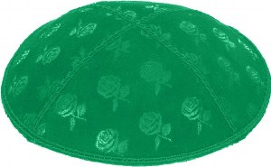 Emerald Blind Embossed Roses Kippah without trim