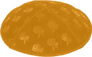 Gold Blind Embossed Roses Kippah without trim