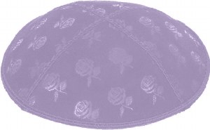 Lavender Blind Embossed Roses Kippah without trim