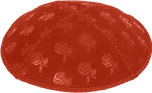 Orange Blind Embossed Roses Kippah without trim