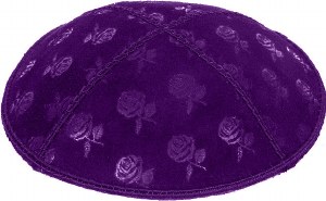 Purple Blind Embossed Roses Kippah without trim