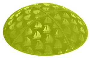 Lime Blind Embossed Sailboats Kippah