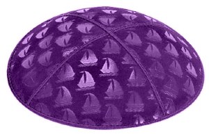 Purple Blind Embossed Sailboats Kippah