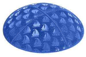 Royal Blind Embossed Sailboats Kippah