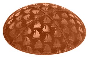 Rust Blind Embossed Sailboats Kippah