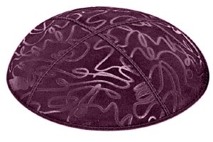 Eggplant Blind Embossed Scribble Kippah without Trim