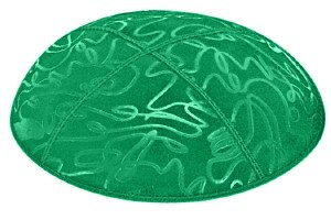 Emerald Blind Embossed Scribble Kippah without Trim