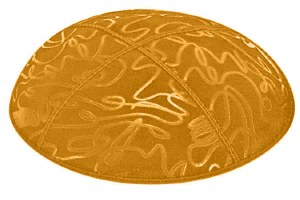 Gold Blind Embossed Scribble Kippah without Trim